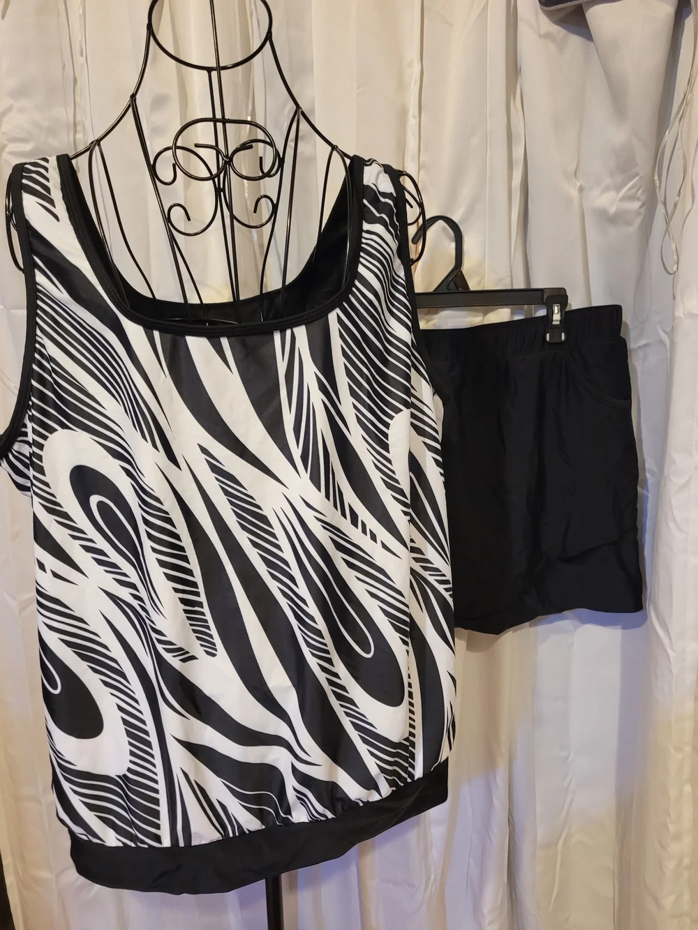 Amazon Black and White Women's Two-Piece Swim Tankini with Shorts